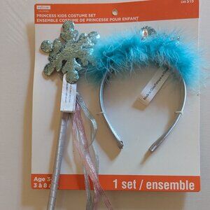 NWT Kids Snowflake Frozen Halloween Costume Snow Princess Headband Wand Michaels